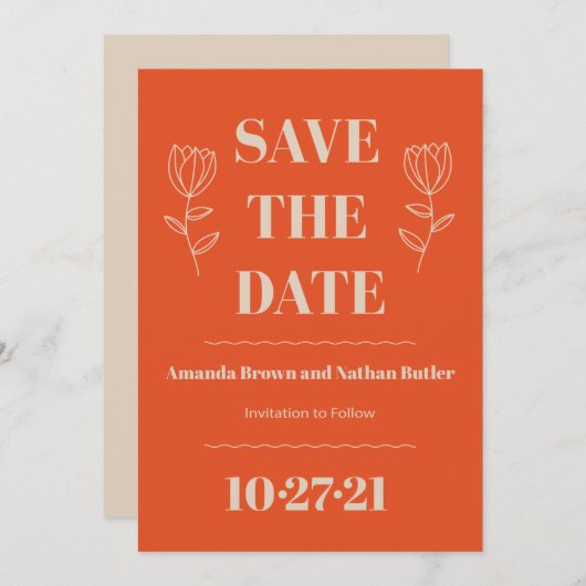 Retro Minimalistische Benutzerdefinierte Datumskar Einladung (Vorne/Hinten)