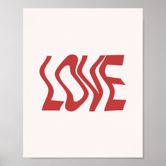 Retro Minimalistische 'Liebe' Wavy Text Poster (Vorne)