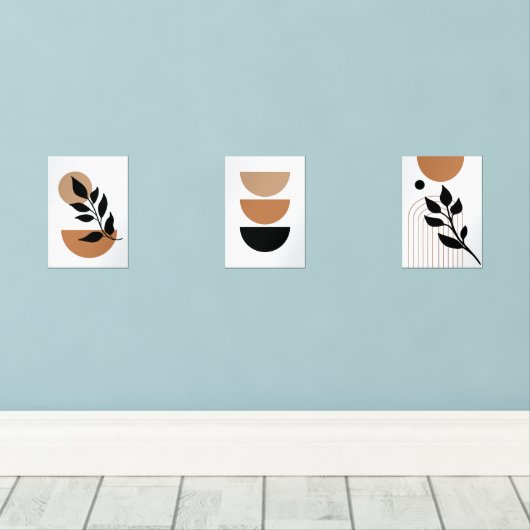 Retro Minimalistische Mauer Kunst - Set 3 (Holzboden)