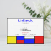 Retro-Minimalistische Primärfarben RSVP Karte (Stehend Vorderseite)