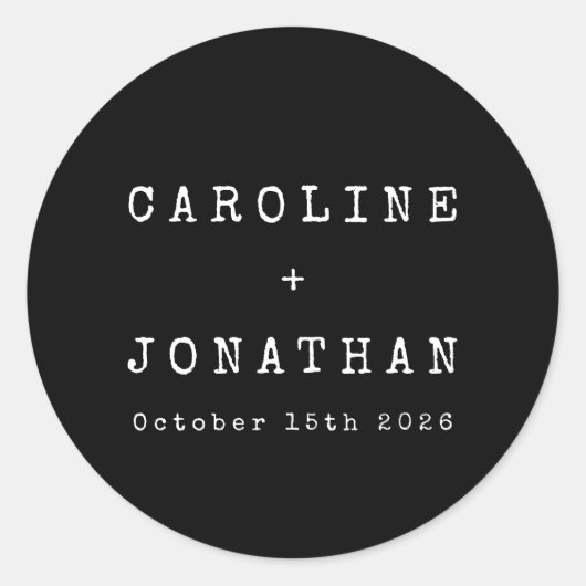 Retro Minimalistische Schwarze Schreibmaschine Cus Runder Aufkleber (Vorderseite)