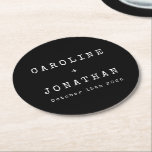 Retro Minimalistische Schwarze Schreibmaschine Cus Runder Pappuntersetzer<br><div class="desc">Retro Minimalistische Schreibmaschine Schriftart Custom Wedding Round Paper Untersetzer in Black</div>