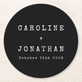 Retro Minimalistische Schwarze Schreibmaschine Cus Runder Pappuntersetzer (Vorderseite)