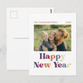 Retro Minimalistische Typografie Neujahr Foto Postkarte (Vorne/Hinten)