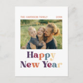 Retro Minimalistische Typografie Neujahr Foto Postkarte (Vorderseite)
