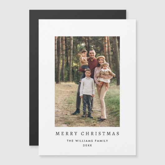 Retro Minimalistische Weihnachtskarte FOTO Magnetk Magnetkarte (Vorne/Hinten)