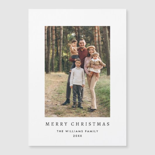 Retro Minimalistische Weihnachtskarte FOTO Magnetk Magnetkarte (Vorderseite)