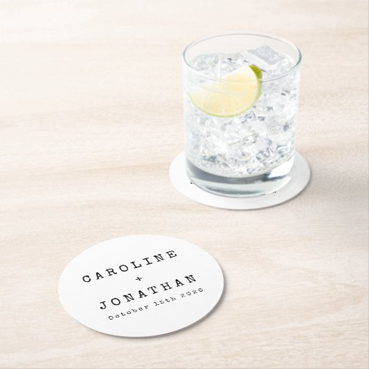 Retro Minimalistische White Schreibwriter Custom W Runder Pappuntersetzer (Vor Ort)