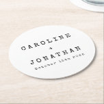 Retro Minimalistische White Schreibwriter Custom W Runder Pappuntersetzer<br><div class="desc">Retro Minimalistische Schreibmaschine Schriftart Custom Wedding Round Paper Untersetzer in White</div>