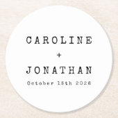 Retro Minimalistische White Schreibwriter Custom W Runder Pappuntersetzer (Vorderseite)