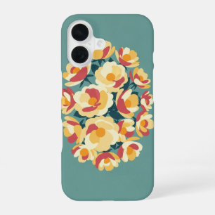 Retro-Minimalistische Wildrosen-Illustration iPhone 16 Hülle