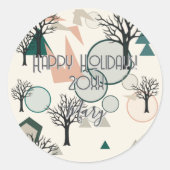 Retro Minimalistischer Branchen und Formen Runder Aufkleber (Vorderseite)