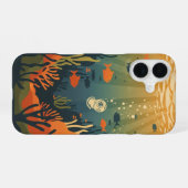 Retro-Minimalistischer Fisch iPhone 16 Hülle (Rückseite (Horizontal))