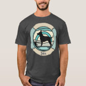 Retro Minimalistischer Hund allein am Strand T-Shirt (Vorderseite)