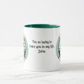 Retro Minimalistischer Hund allein am Strand Tasse (Zentrum)