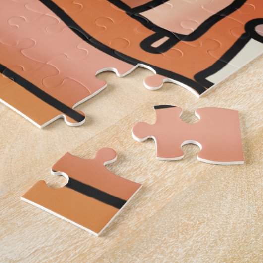 Retro Minimalistischer Niedlicher entspannter Bär  Puzzle (Seite)