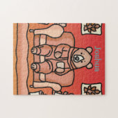 Retro Minimalistischer Niedlicher entspannter Bär  Puzzle (Horizontal)