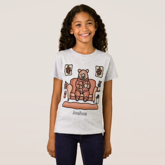 Retro Minimalistischer Niedlicher entspannter Bär  T-Shirt (Vorne ganz)