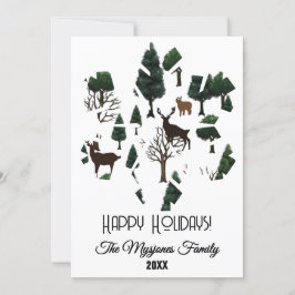 Retro Minimalistisches Hirsch unter den Freizeitba Feiertagskarte