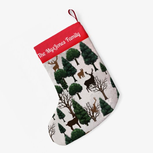 Retro Minimalistisches Hirsch unter den Freizeitba Kleiner Weihnachtsstrumpf (Rückseite (Hängend))