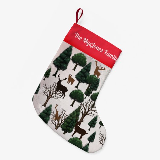 Retro Minimalistisches Hirsch unter den Freizeitba Kleiner Weihnachtsstrumpf (Vorderansicht (hängend))