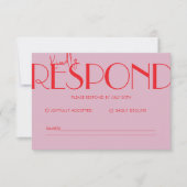 Retro Minimalistisches Prüfmuster rosa Hochzeit RSVP Karte (Vorderseite)
