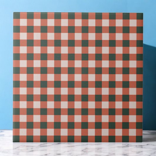 Retro-Minimalistisches rotes und grünes kariertes  Fliese