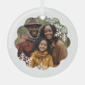 Retro Minital Wavy Foto Frame Snowflake Foto Ornament Aus Glas (Vorderseite)