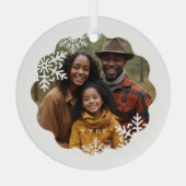 Retro Minital Wavy Foto Frame Snowflake Foto Ornament Aus Glas (Rückseite)