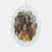 Retro Minital Wavy Foto Frame Snowflake Foto Ornament Aus Glas (Vorderseite links)
