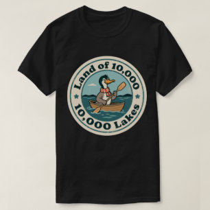Retro Minnesota Loon Bird mit Scarf und Paddle T-Shirt