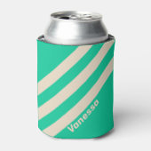 Retro Mint Drei Streifen mit Namen Dosenkühler (Kanne Vorderseite)