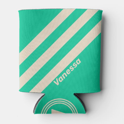 Retro Mint Drei Streifen mit Namen Dosenkühler (Vorderseite)