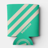 Retro Mint Drei Streifen mit Namen Dosenkühler (Rückseite)