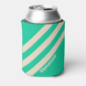 Retro Mint Drei Streifen mit Namen Dosenkühler (Kanne Rückseite)