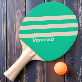 Retro Mint Drei Streifen mit Namen Tischtennis Schläger
