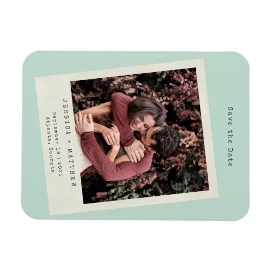 Retro Mint Foto Frame Speichern Sie das Datumsfens Magnet (Horizontal)