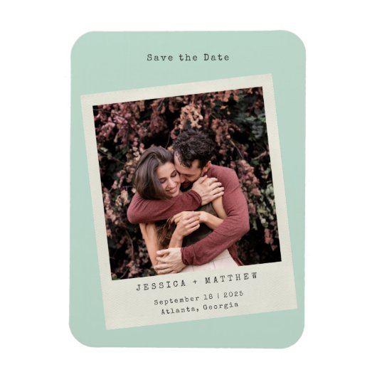 Retro Mint Foto Frame Speichern Sie das Datumsfens Magnet (Vertikal)