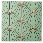 Retro Mint Green Art Deco Lüftermuster Diamond Fliese (Vorderseite)