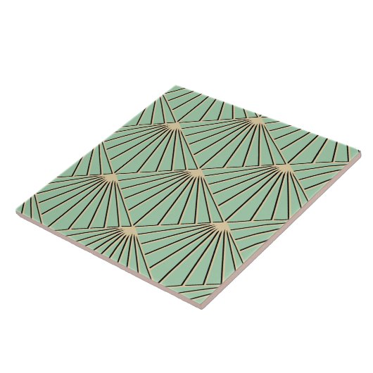 Retro Mint Green Art Deco Lüftermuster Diamond Fliese (Seite)