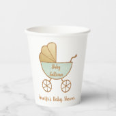 Retro Mint Green Carriage Baby Dusche Pappbecher (Vorderseite)