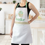 Retro Mint Green Gold Cupcake Bake Bold Typografie Schürze<br><div class="desc">Hier ist ein wunderbarer Weg, um den Spaß am Backen zu erhöhen und Ihr Geschäft weiter zu fördern. Genießen Sie die kulinarischen Abenteuer, wenn Sie diese elegante, raffinierte, einfache und moderne Schürze tragen. "I bake" in staubigen Pfefferminzgrün fett, Typografie, ein grafisch-grün-goldener Glitzer-Kuchen und ein khaki Farbband Overlay einen weißen Hintergrund....</div>