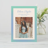 Retro Mint Green Gradient Border Foto Abschluss Ankündigung (Stehend Vorderseite)