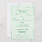 Retro Mint Green Hand Draw Babydusche Einladung (Vorderseite)