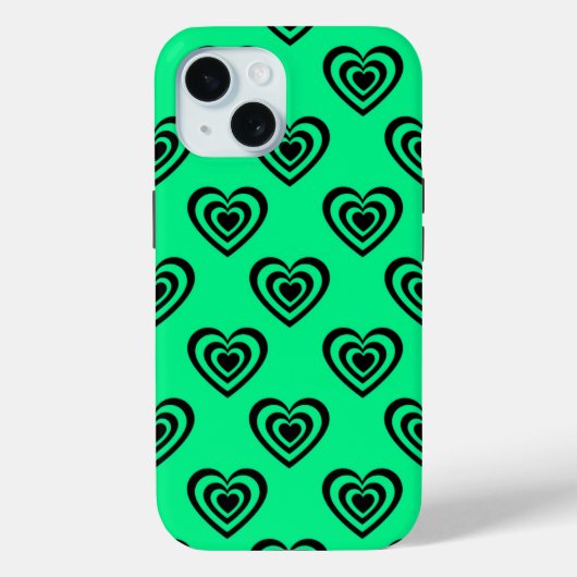 Retro Mint Green Hypnotic Herzmuster Case-Mate iPhone Hülle (Rückseite)