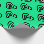 Retro Mint Green Hypnotic Herzmuster Geschenkpapier (Ecke)