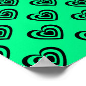 Retro Mint Green Hypnotic Herzmuster Poster (Ecke)