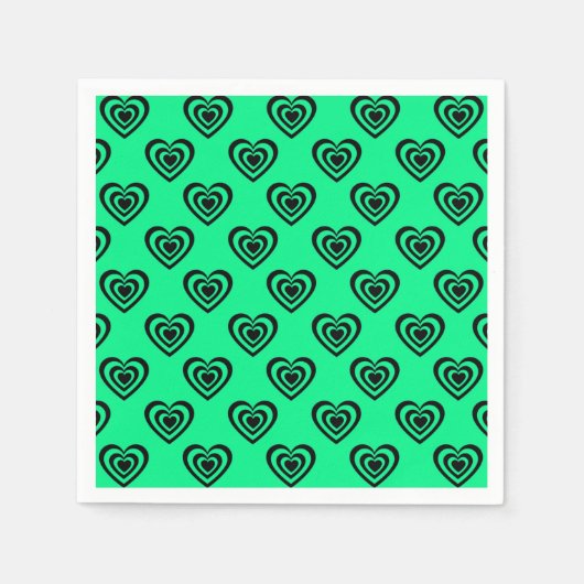 Retro Mint Green Hypnotic Herzmuster Serviette (Vorderseite)