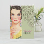 Retro Mint Gret Gatsby Brautparty Einladung (Stehend Vorderseite)