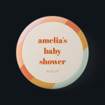 Retro Mint Orange Boho Streifen Custom Baby Dusche Button<br><div class="desc">Retro Mint Orange Boho Streifen Niedliche Baby Duschtaste</div>